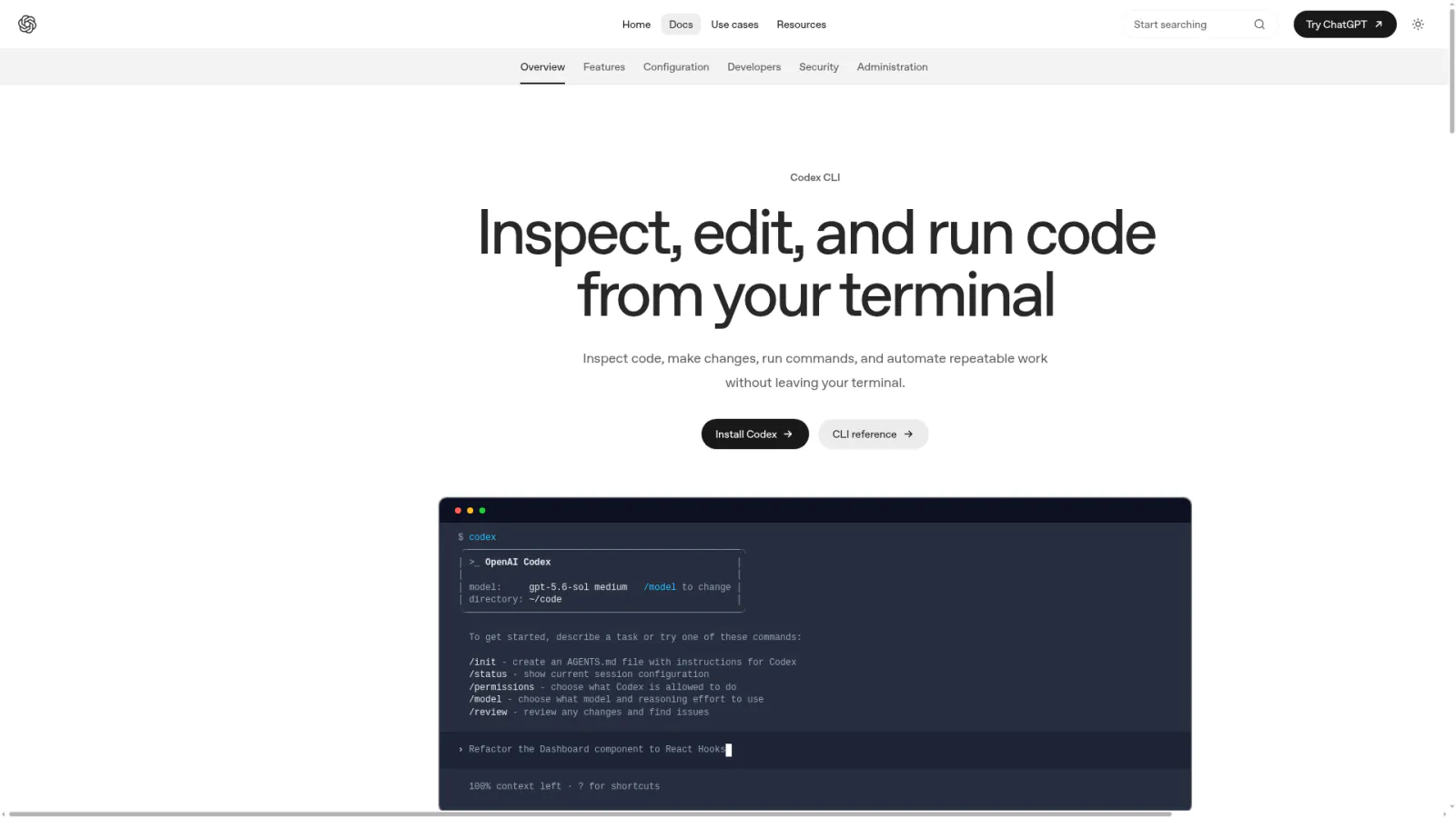 OpenAI Codex CLI overview with AGENTS.md and terminal commands