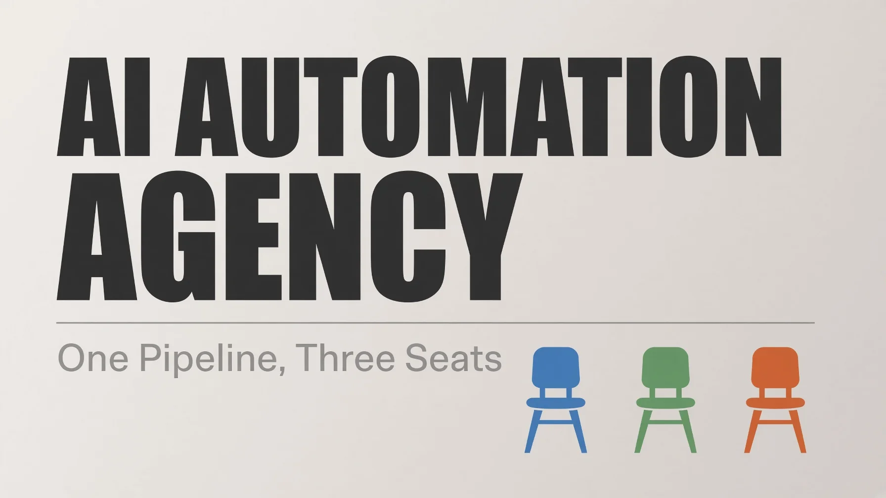 Three separate AI seats — writer, editor and designer — each reading its own briefing file, illustrating an AI automation agency content pipeline