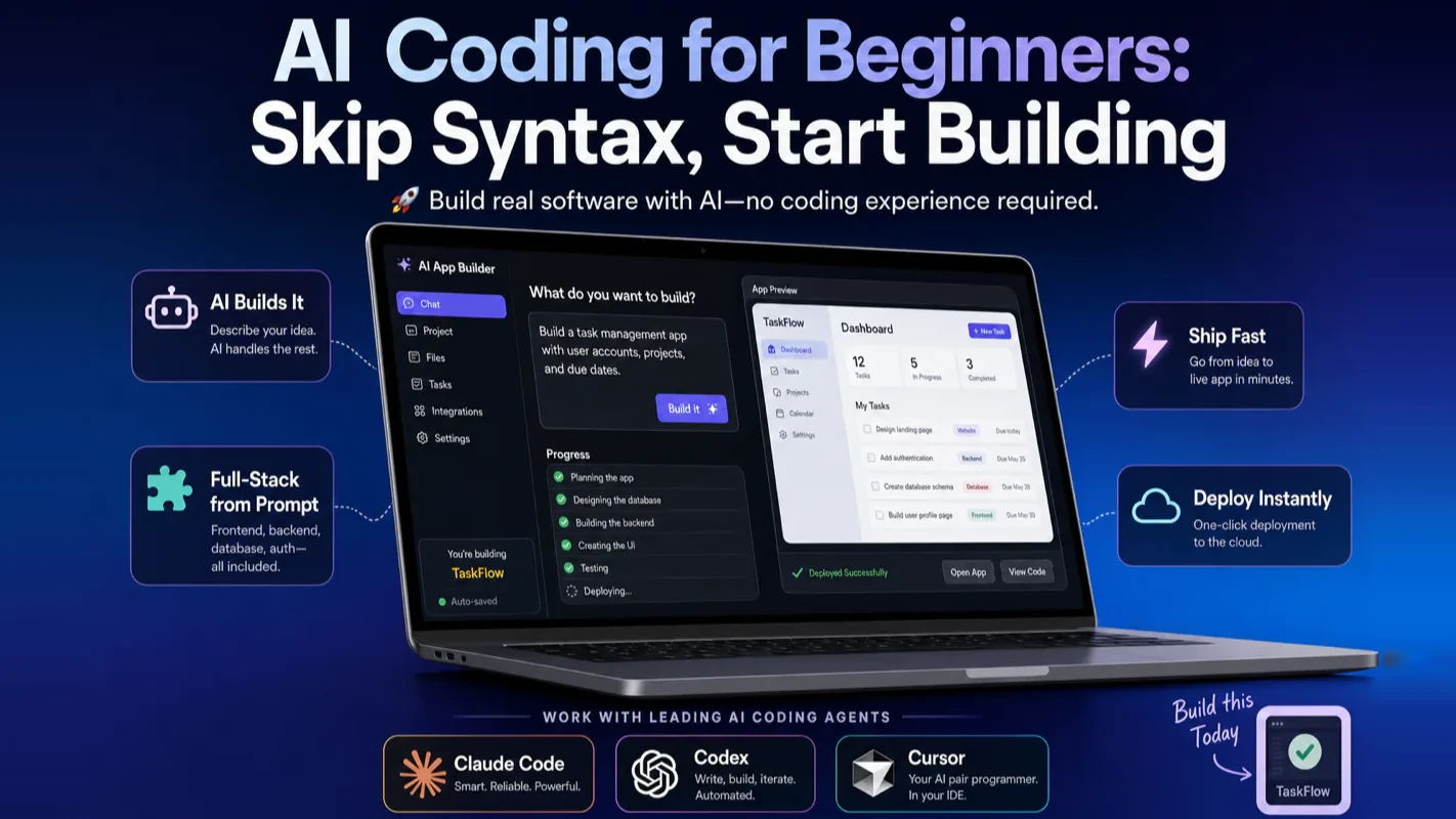 AI coding for beginners: build real software with AI agents, no experience needed