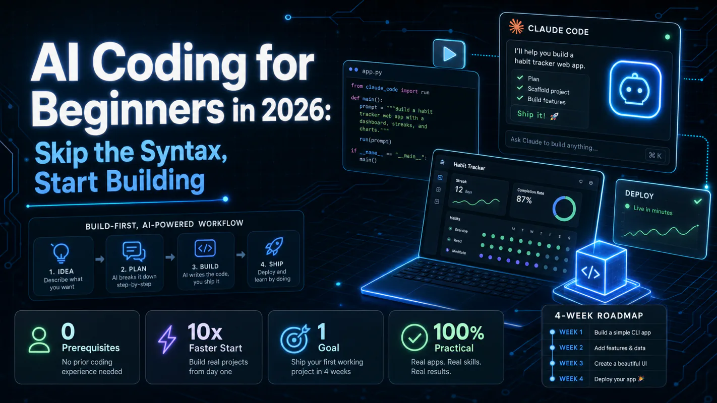AI Coding for Beginners in 2026: Skip the Syntax, Start Building technical illustration for AI Workflow Pro readers