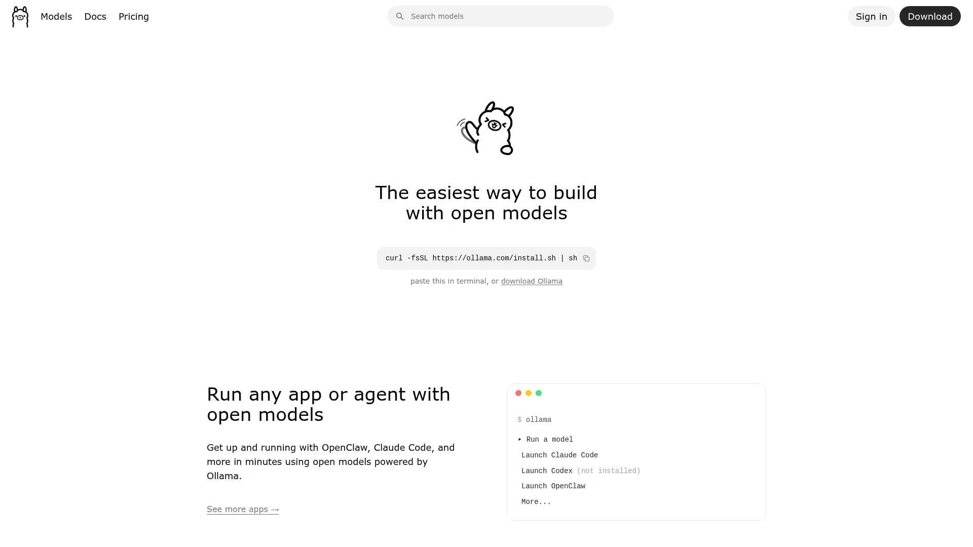 Ollama homepage for running open models locally as a zero-cost fallback