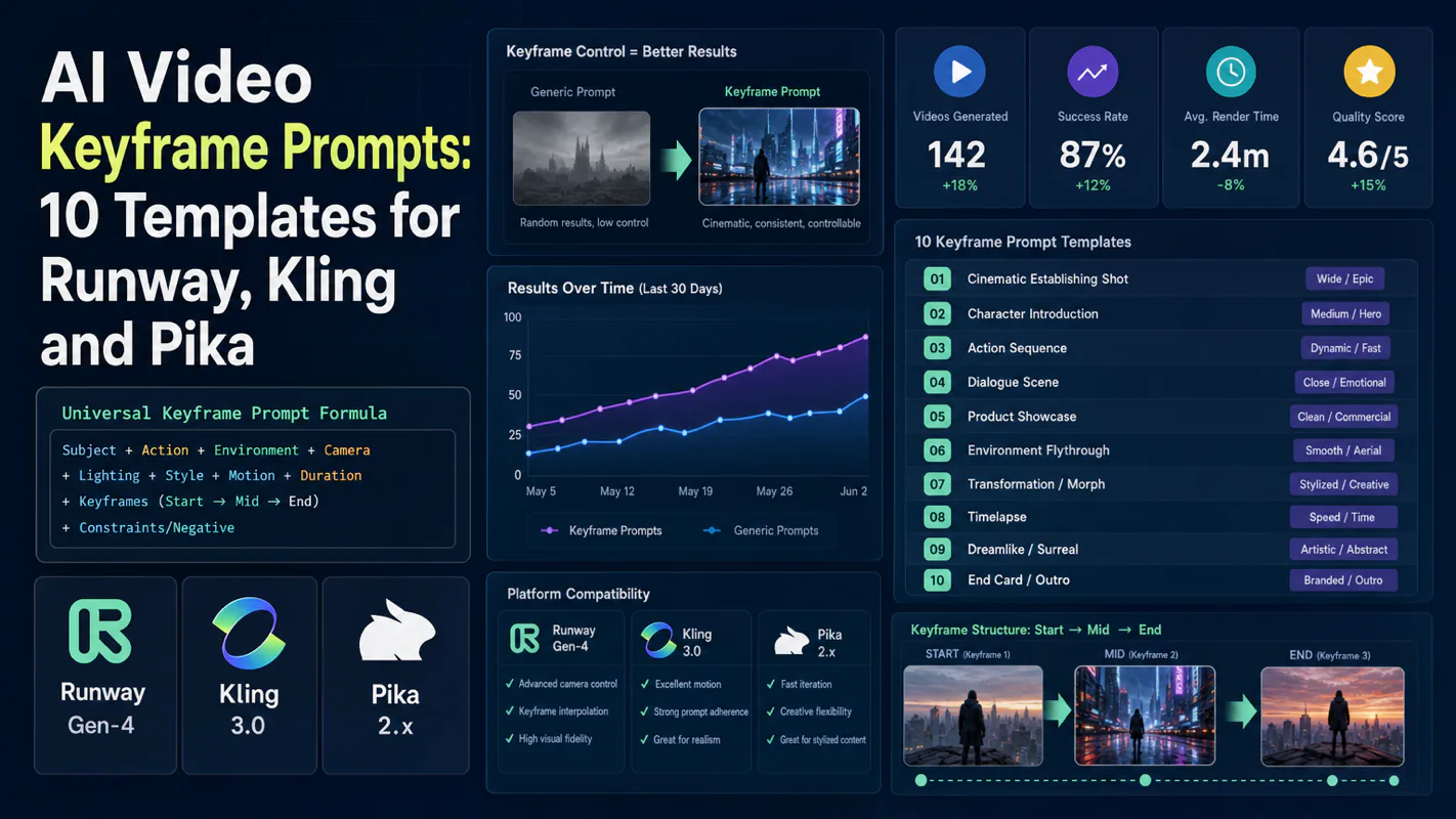 AI Video Keyframe Prompts: 10 Templates for Runway, Kling and Pika technical illustration for AI Workflow Pro readers