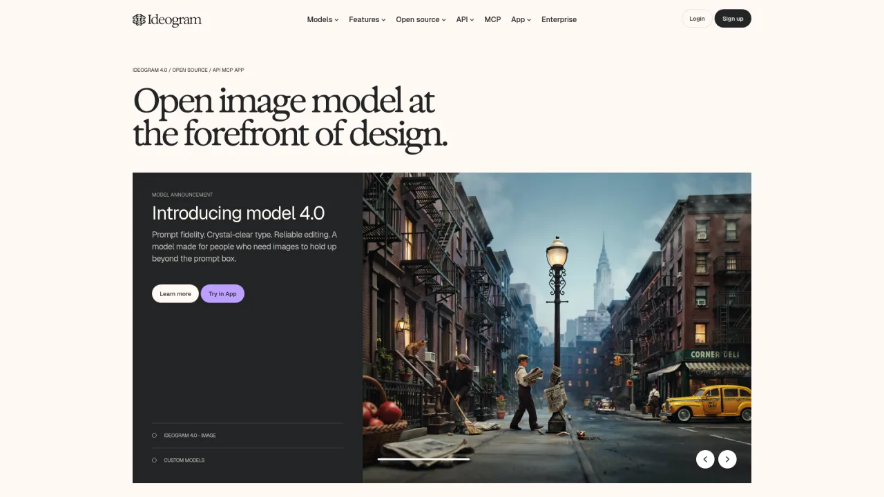 Ideogram model 4.0 image generator known for accurate text rendering
