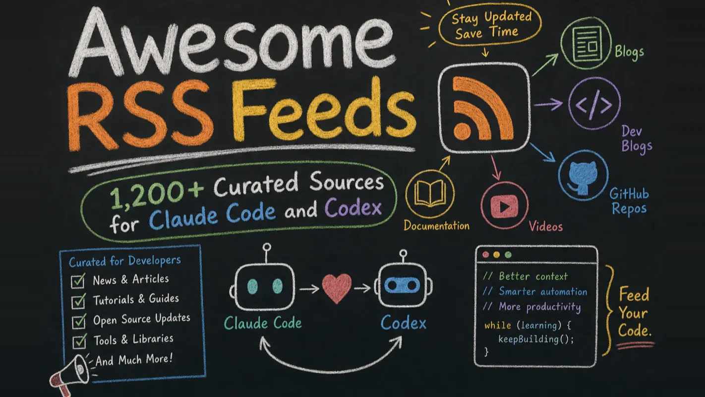 Chalkboard guide to building an AI daily briefing from RSS feeds with Claude Code and Codex