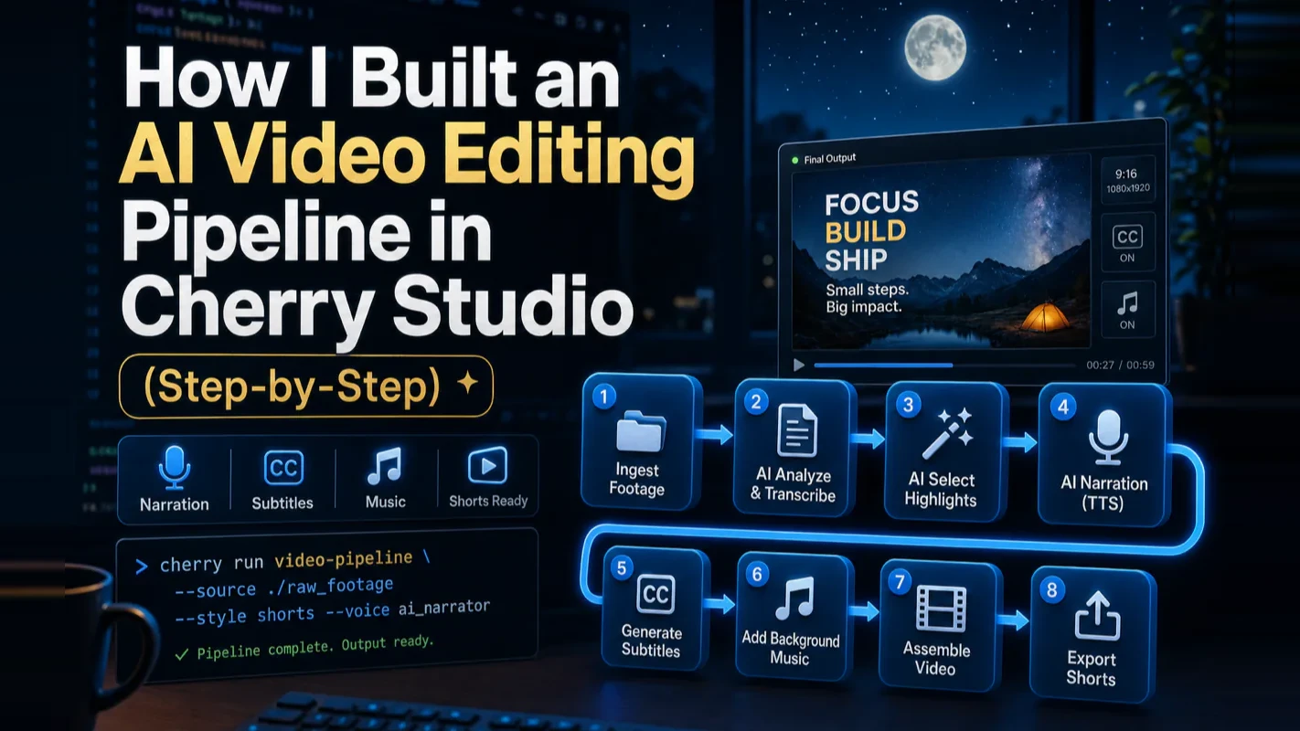Cherry Studio as the desktop GUI wrapping Claude Code for AI video editing