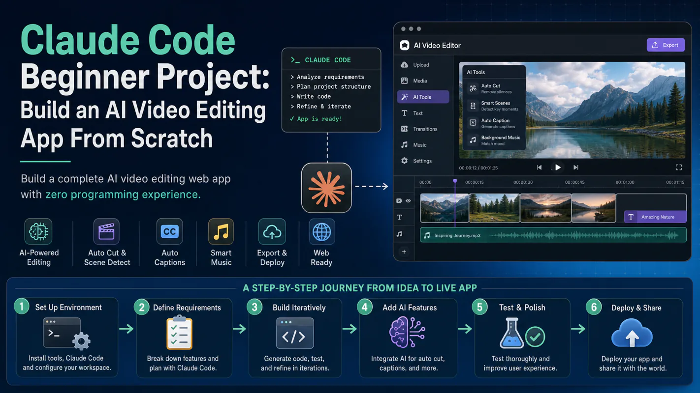 Claude Code Beginner Project: Build an AI Video Editing App From Scratch technical illustration for AI Workflow Pro readers