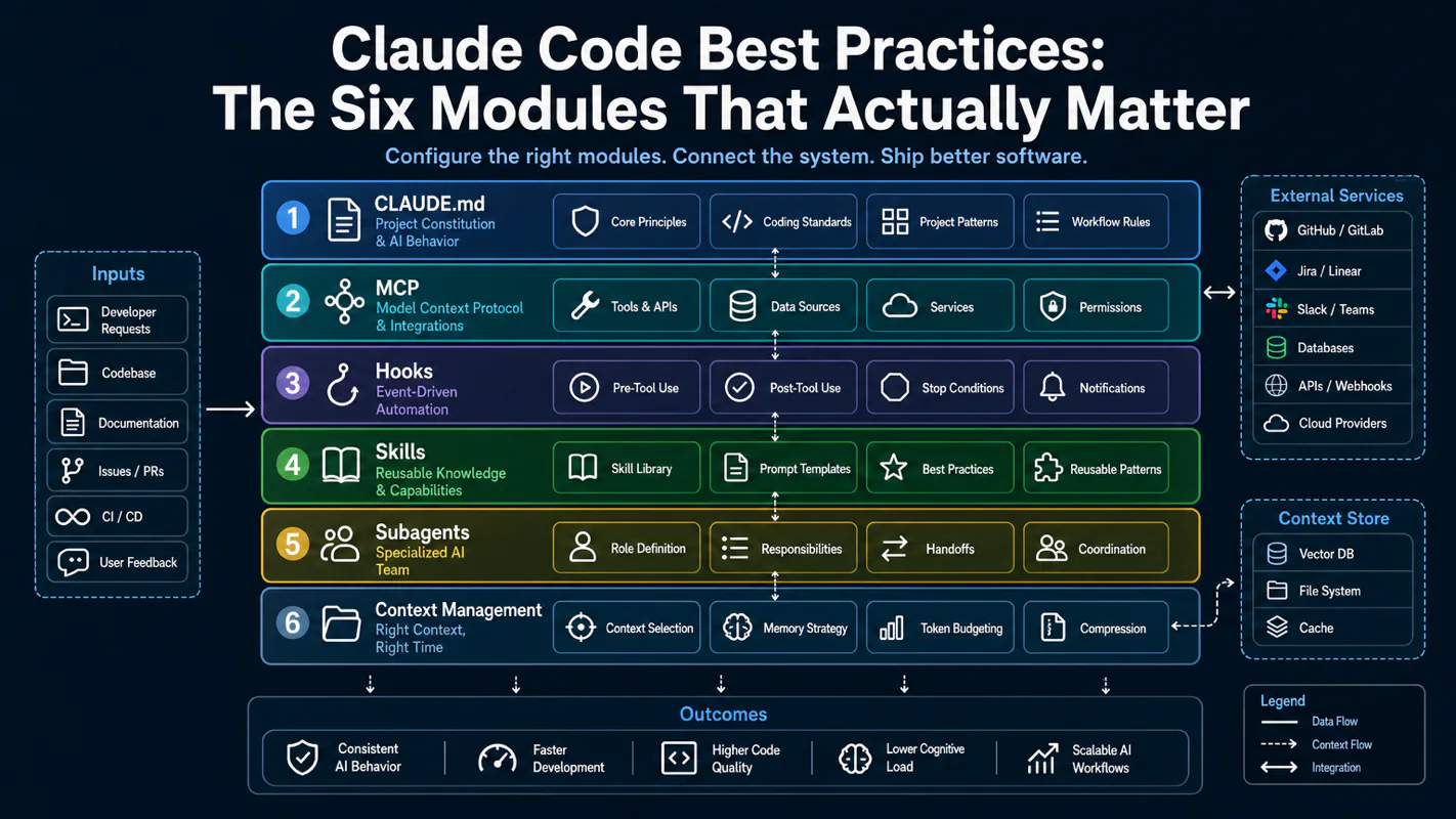 Claude Code Best Practices: The Six Modules That Actually Matter technical illustration for AI Workflow Pro readers