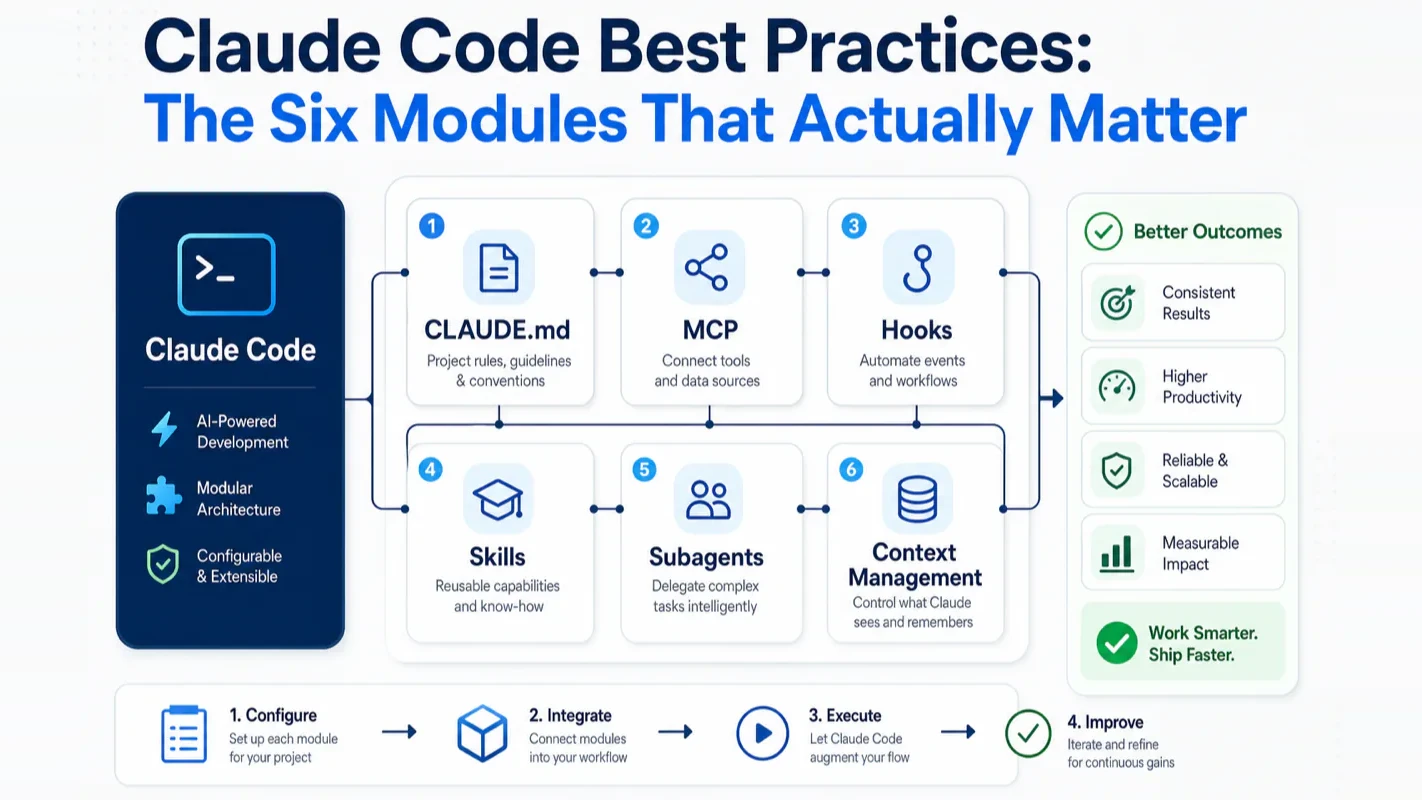 Claude Code Best Practices: The Six Modules That Actually Matter technical illustration for AI Workflow Pro readers
