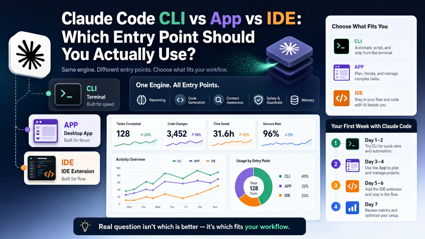 Claude Code CLI vs App vs IDE: Which Entry Point Should You Actually Use? technical illustration for AI Workflow Pro readers