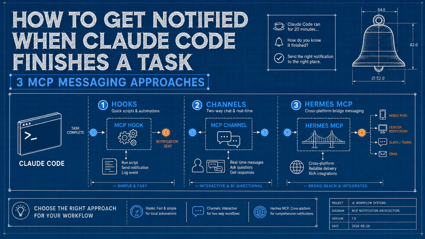 How to Get Notified When Claude Code Finishes a Task: 3 MCP Messaging Approaches technical illustration for AI Workflow Pro readers