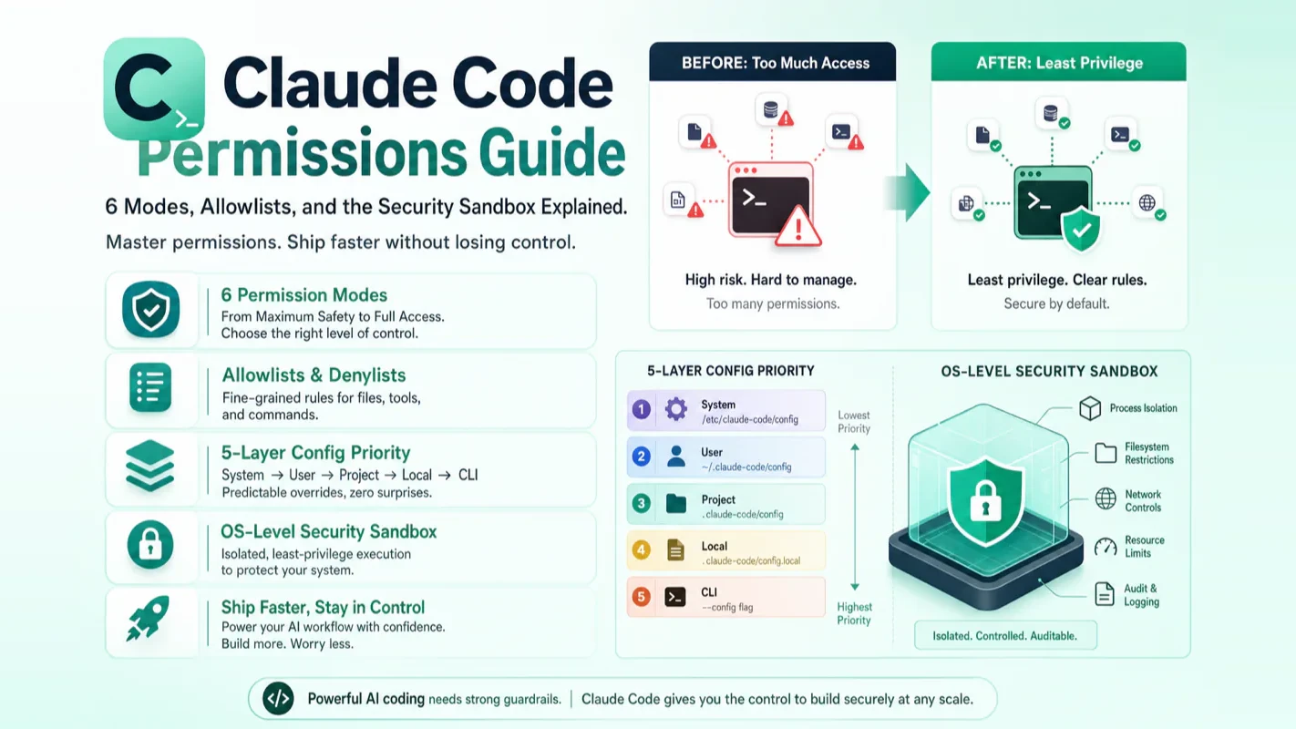 Claude Code Permissions Guide: 6 Modes, Allowlists, and the Security Sandbox Explained technical illustration for AI Workflow Pro readers