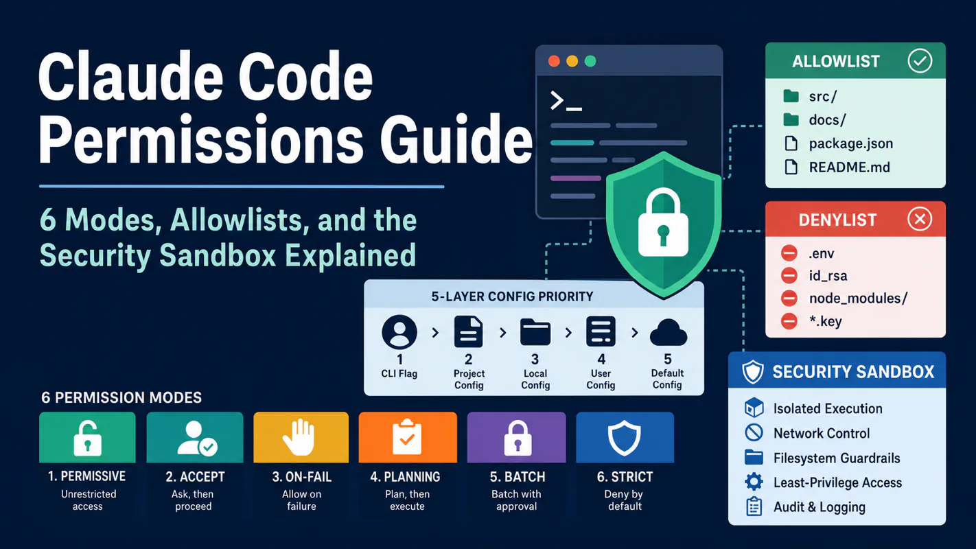 Claude Code Permissions Guide: 6 Modes, Allowlists, and the Security Sandbox Explained technical illustration for AI Workflow Pro readers