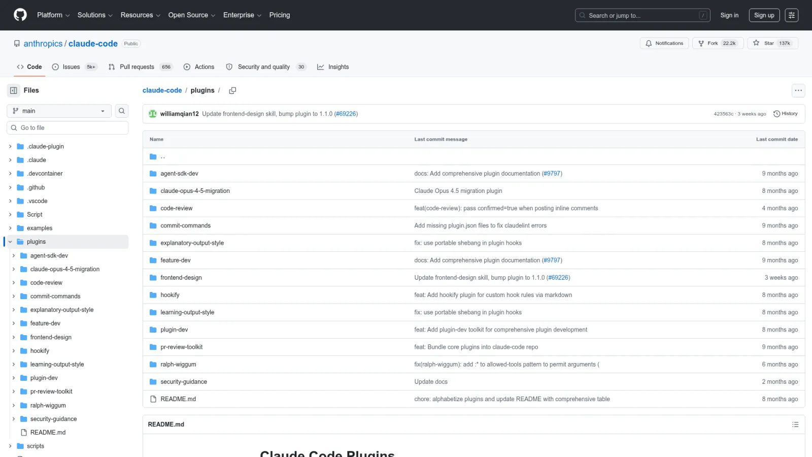 anthropics/claude-code official plugins directory listing bundled plugins
