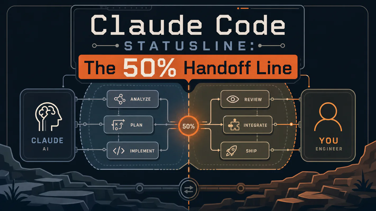 Claude Code Statusline: The 50% Handoff Line technical illustration for AI Workflow Pro readers