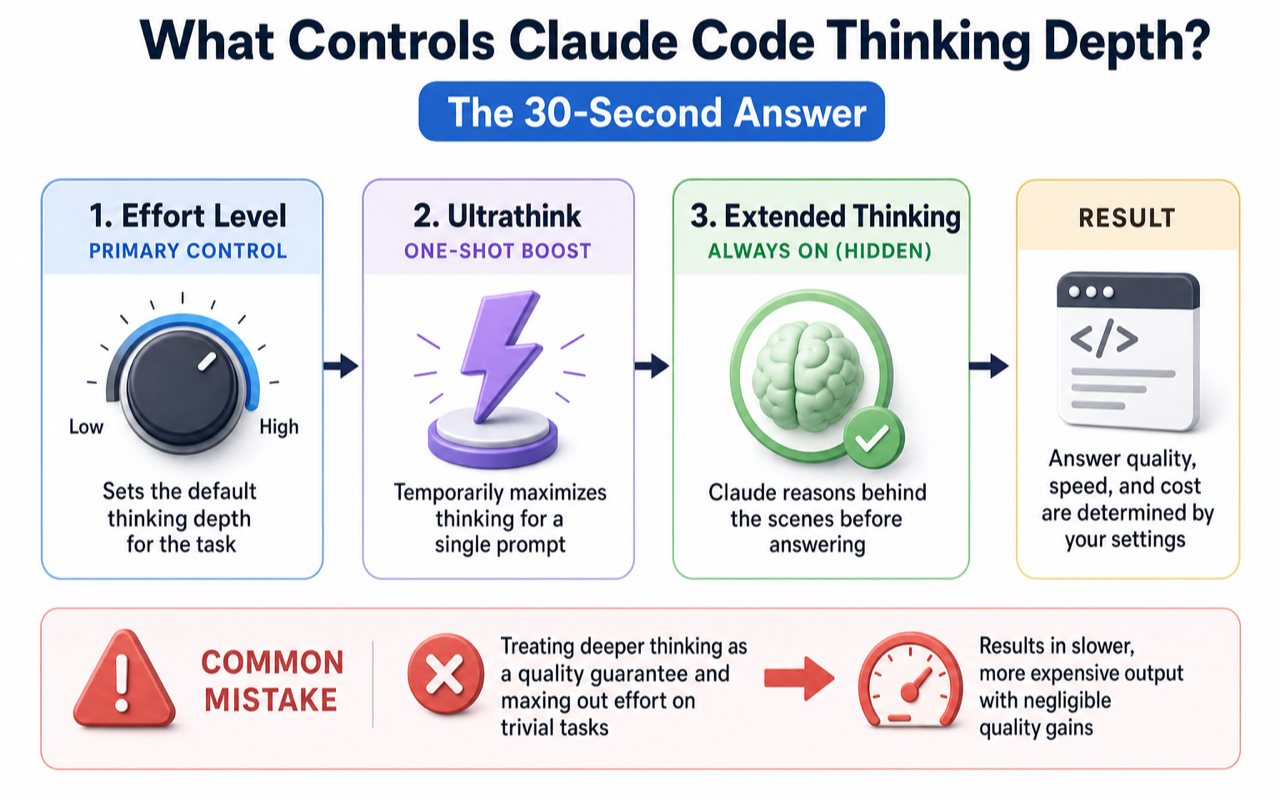 What controls Claude Code thinking depth technical diagram for the 30-second answer