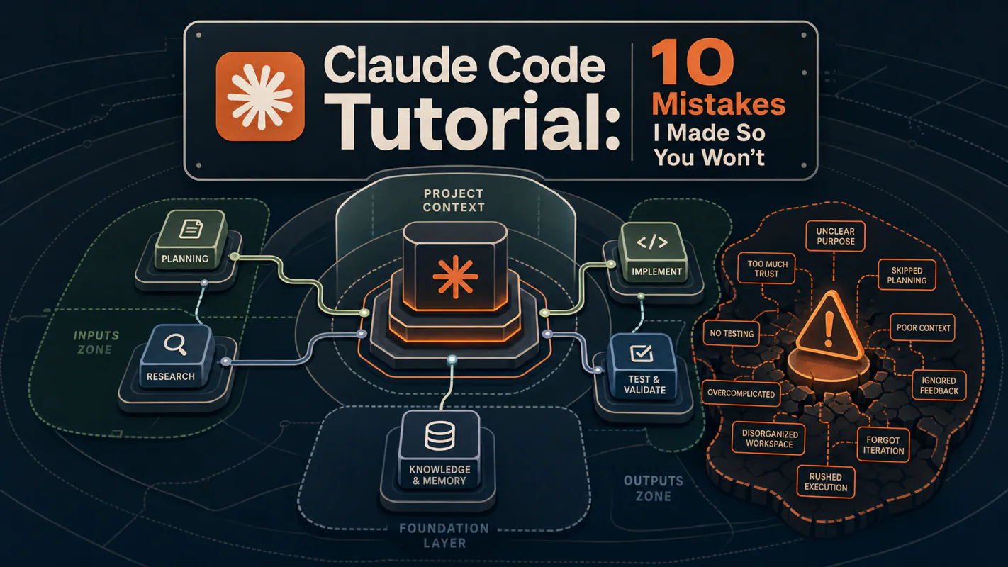 Claude Code Tutorial: 10 Mistakes I Made So You Won't technical illustration for AI Workflow Pro readers