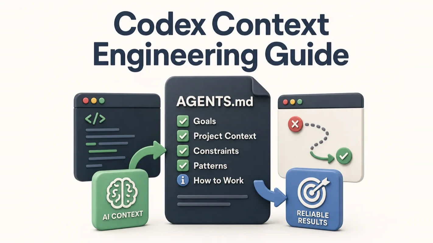 3D illustration of feeding Codex the right AGENTS.md context to reach reliable results