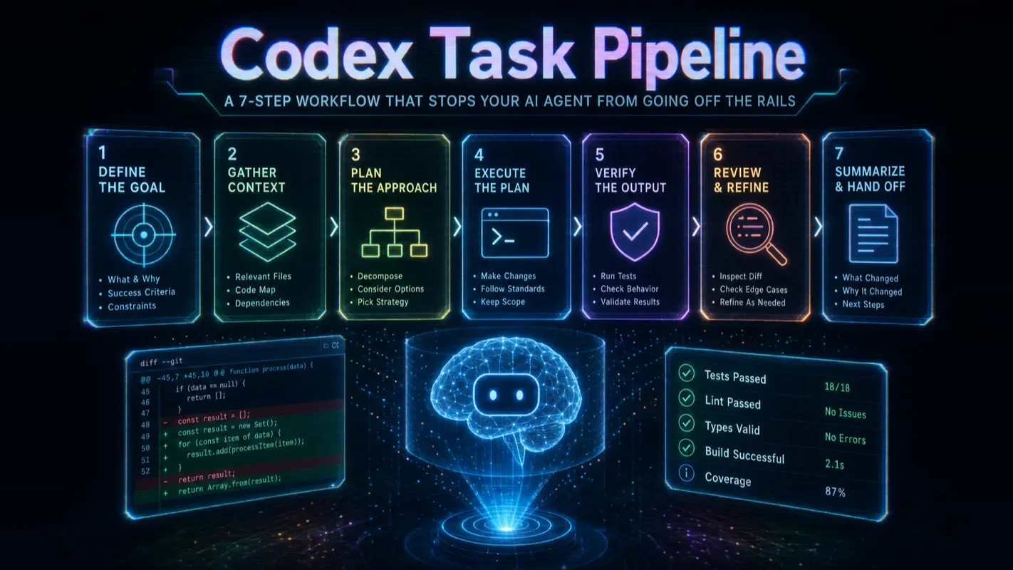 Codex Task Pipeline: A 7-Step Workflow That Stops Your AI Agent from Going Off the Rails technical illustration for AI Workflow Pro readers