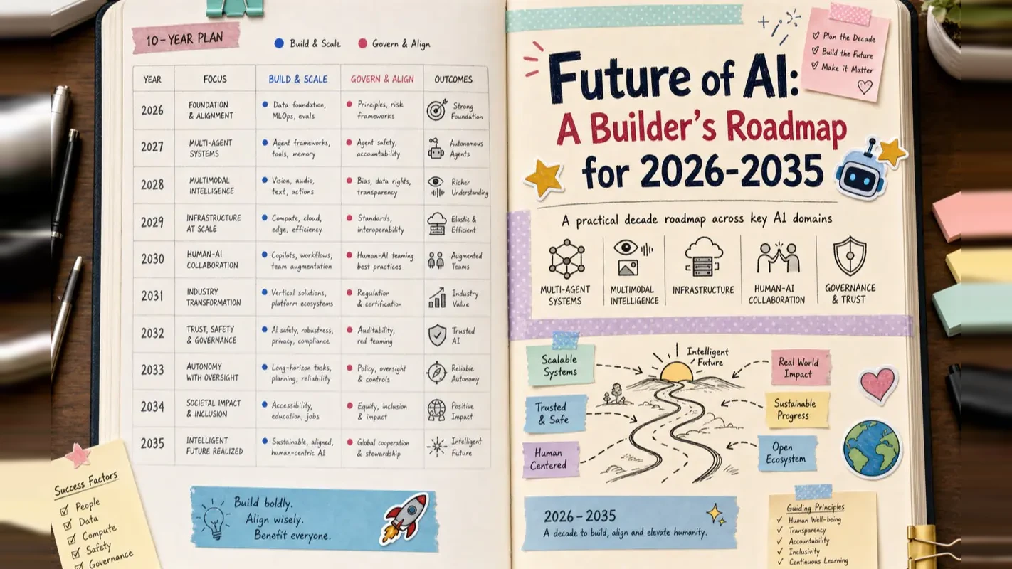 Future of AI roadmap from 2026 to 2035 across five development tracks