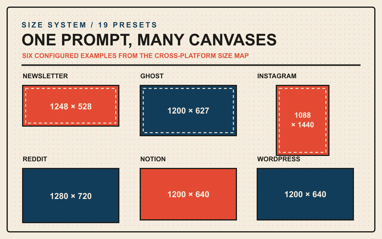 Platform canvas comparison across six image size presets