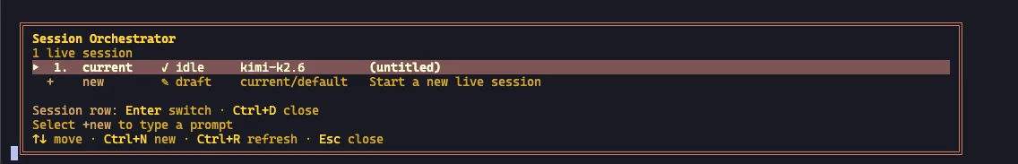 Hermes Session Orchestrator interface for managing live agent sessions