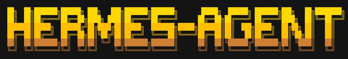 Official Hermes Agent wordmark in yellow on a dark background
