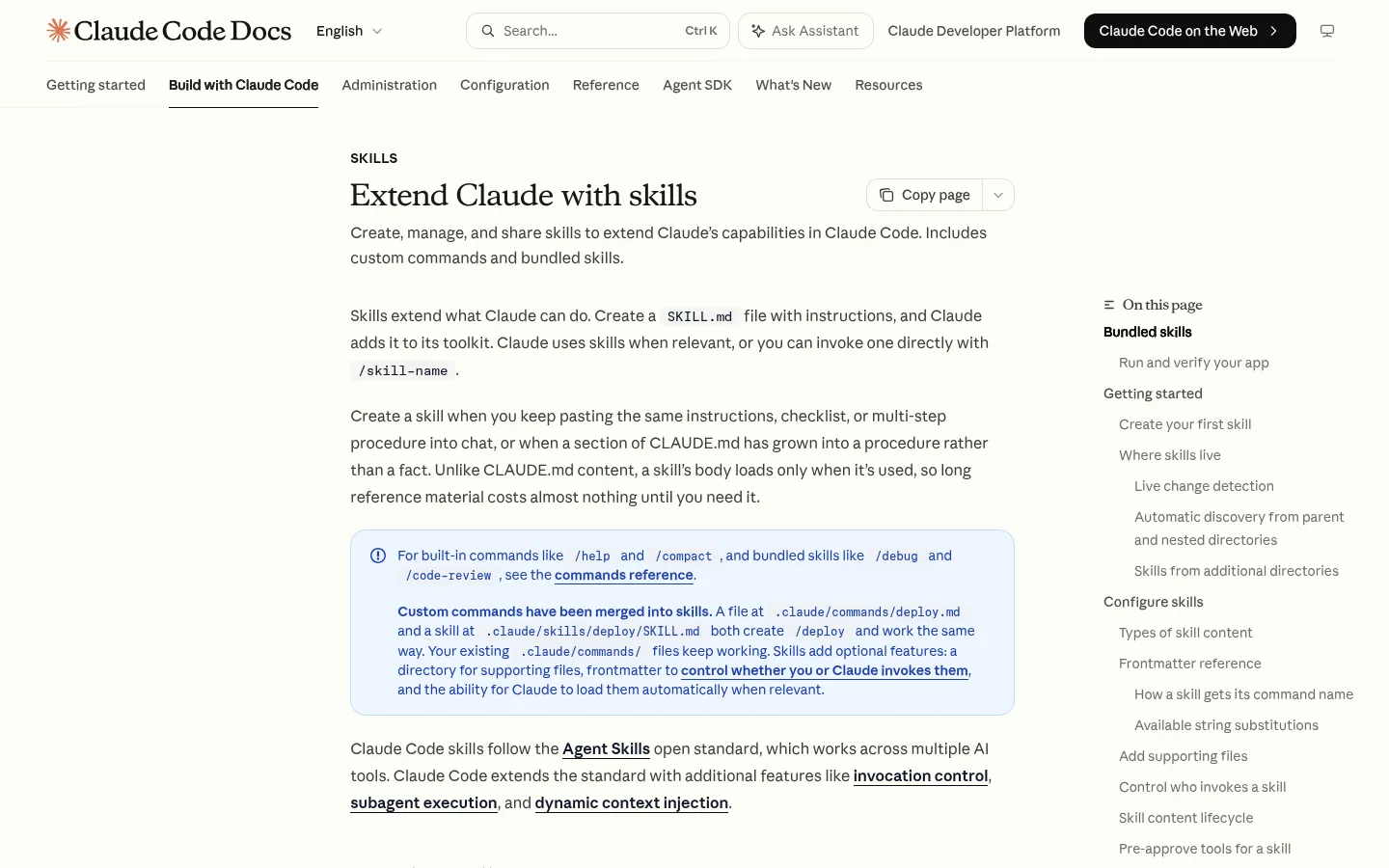 Claude Code Skills documentation with SKILL.md setup guidance