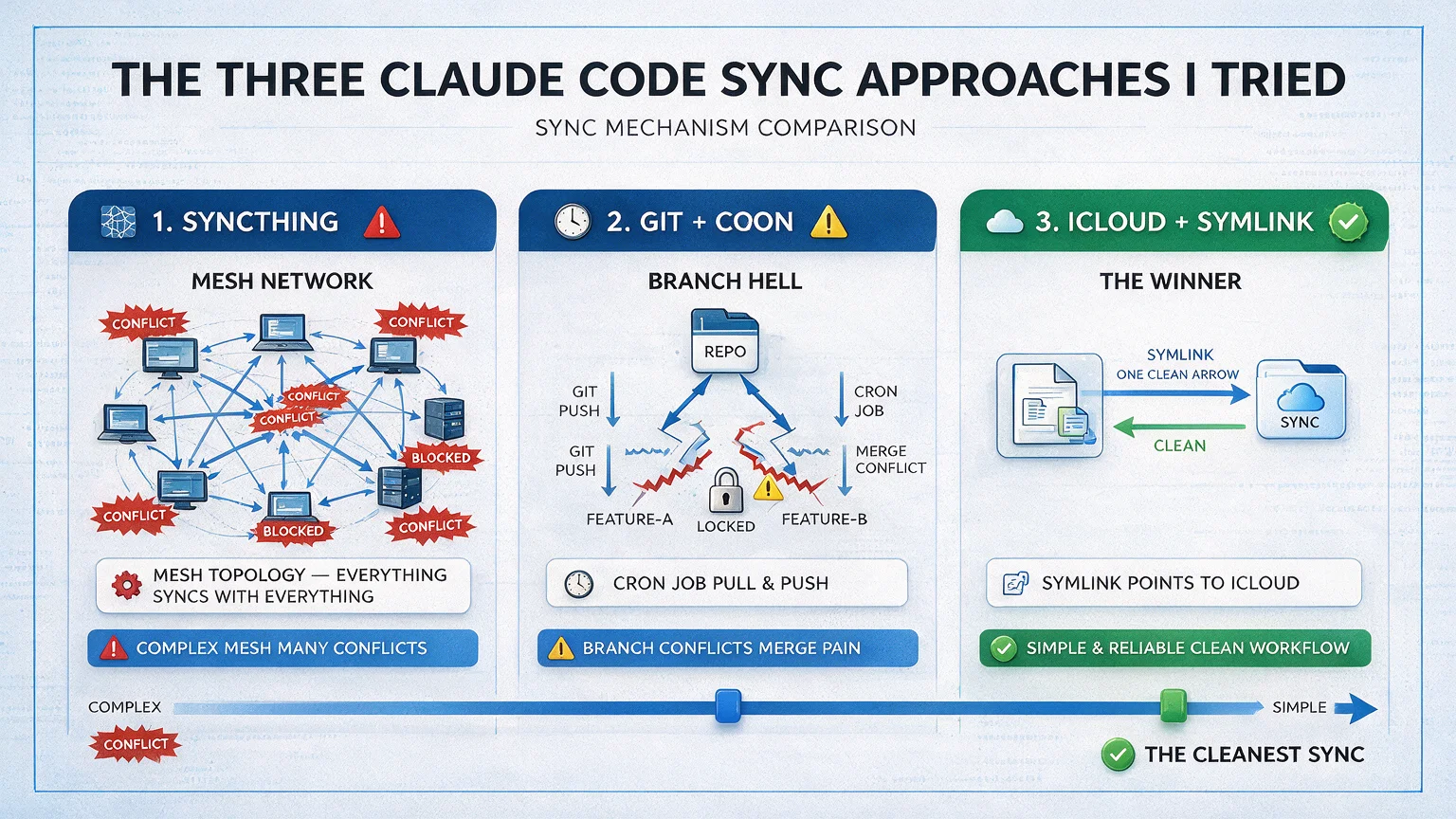3 Claude Code Sync Approaches Compared — Verdicts