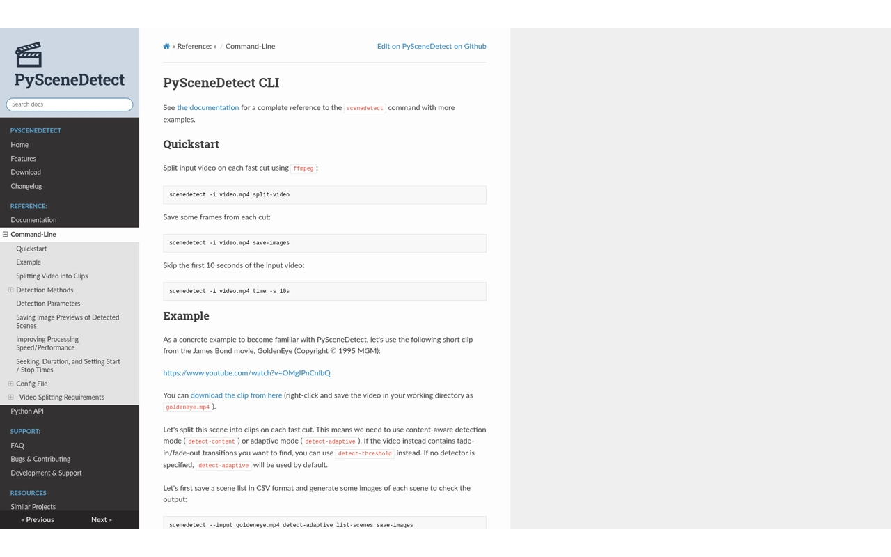 PySceneDetect CLI quickstart for automated video scene analysis