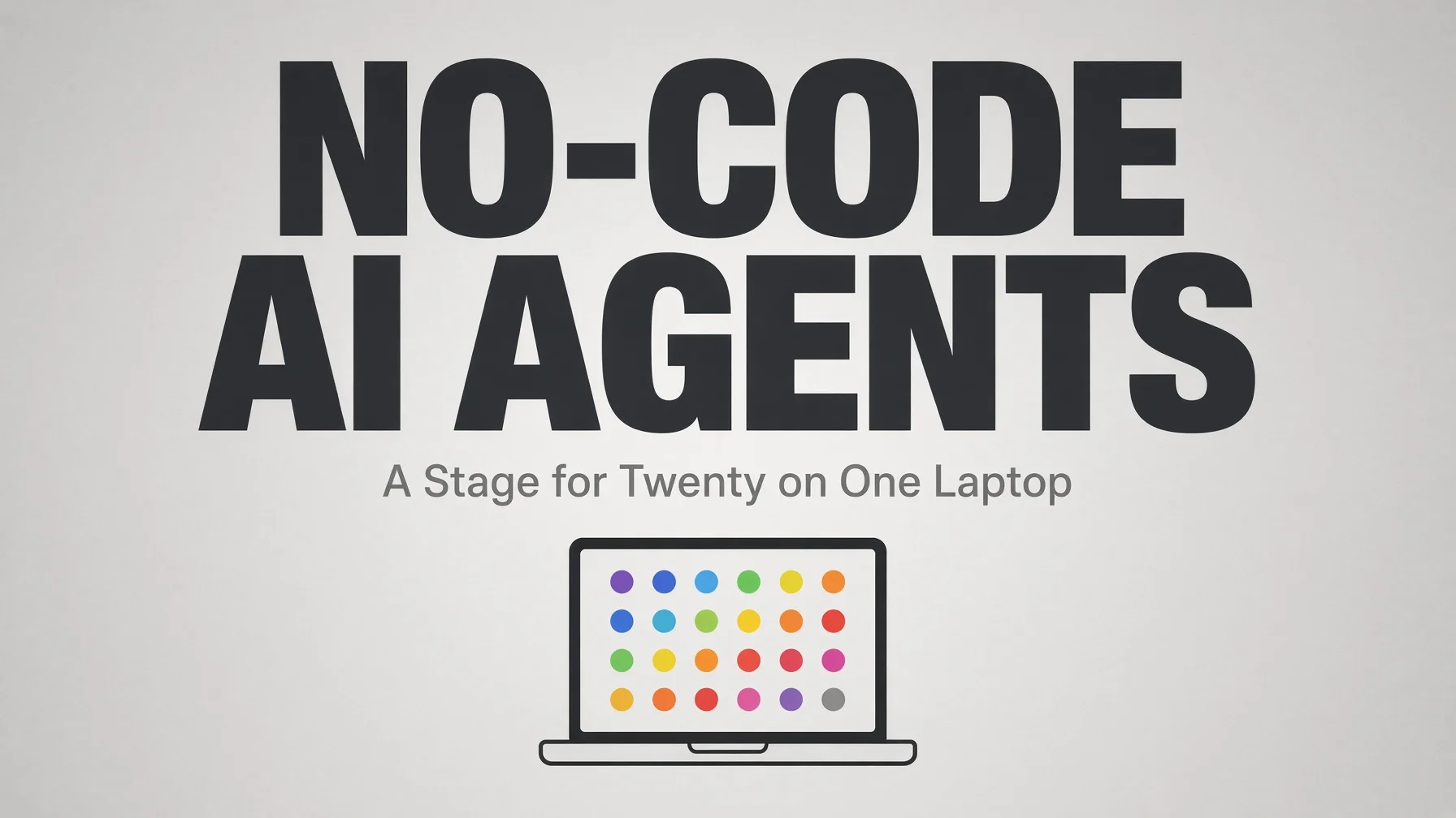 A terminal sidebar showing twenty no-code AI agents with colour-coded working, idle and blocked status
