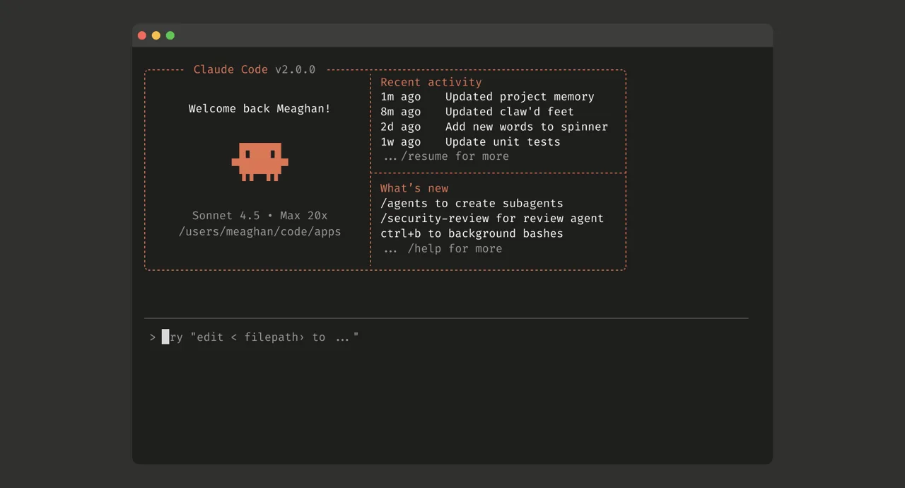 Claude Code terminal interface for running agent workflows