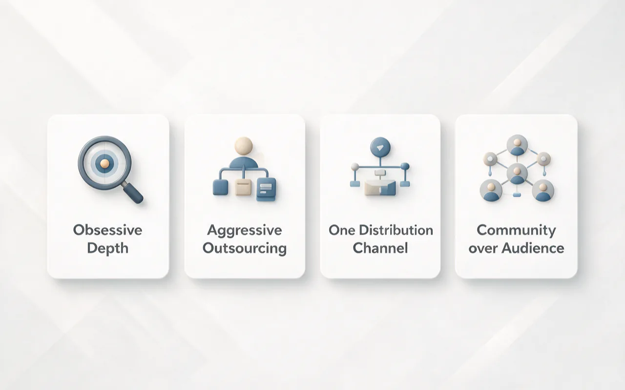 Four habits of six-figure solopreneurs: depth, outsourcing, one channel, community