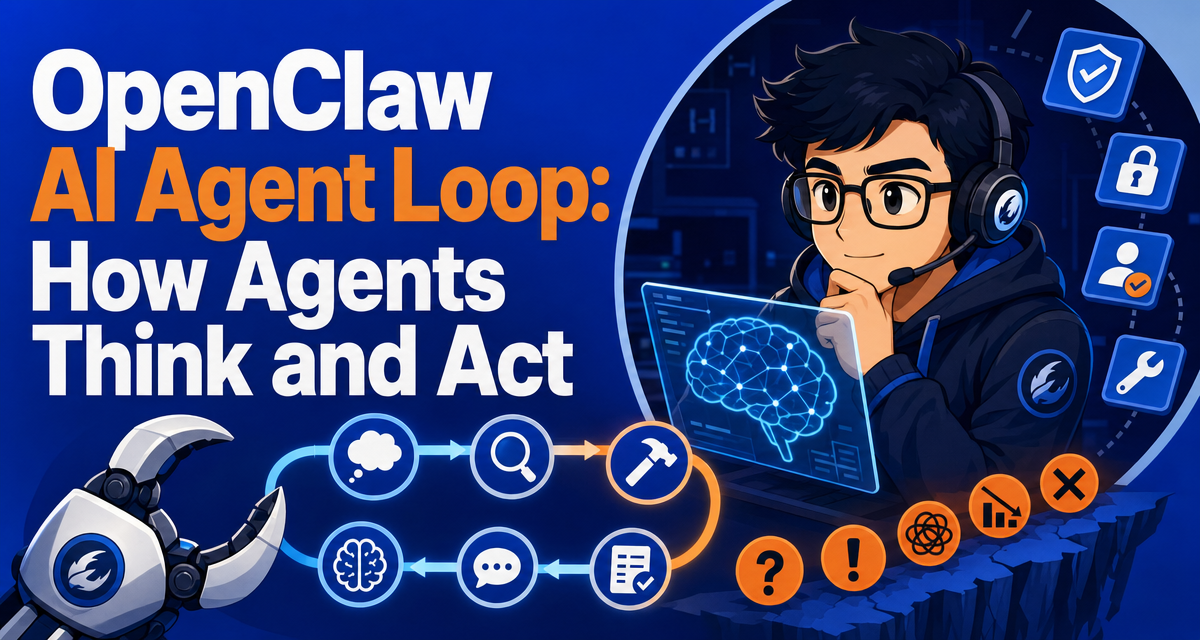 Cartoon avatar card cover for an OpenClaw operator's tour of the agent brain and its six-stage ReAct loop.