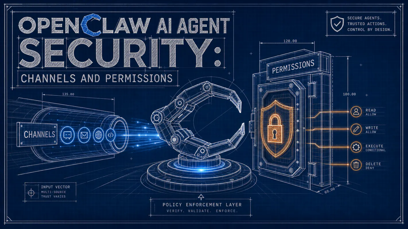 OpenClaw AI Agent Security: Channels and Permissions technical illustration for AI Workflow Pro readers