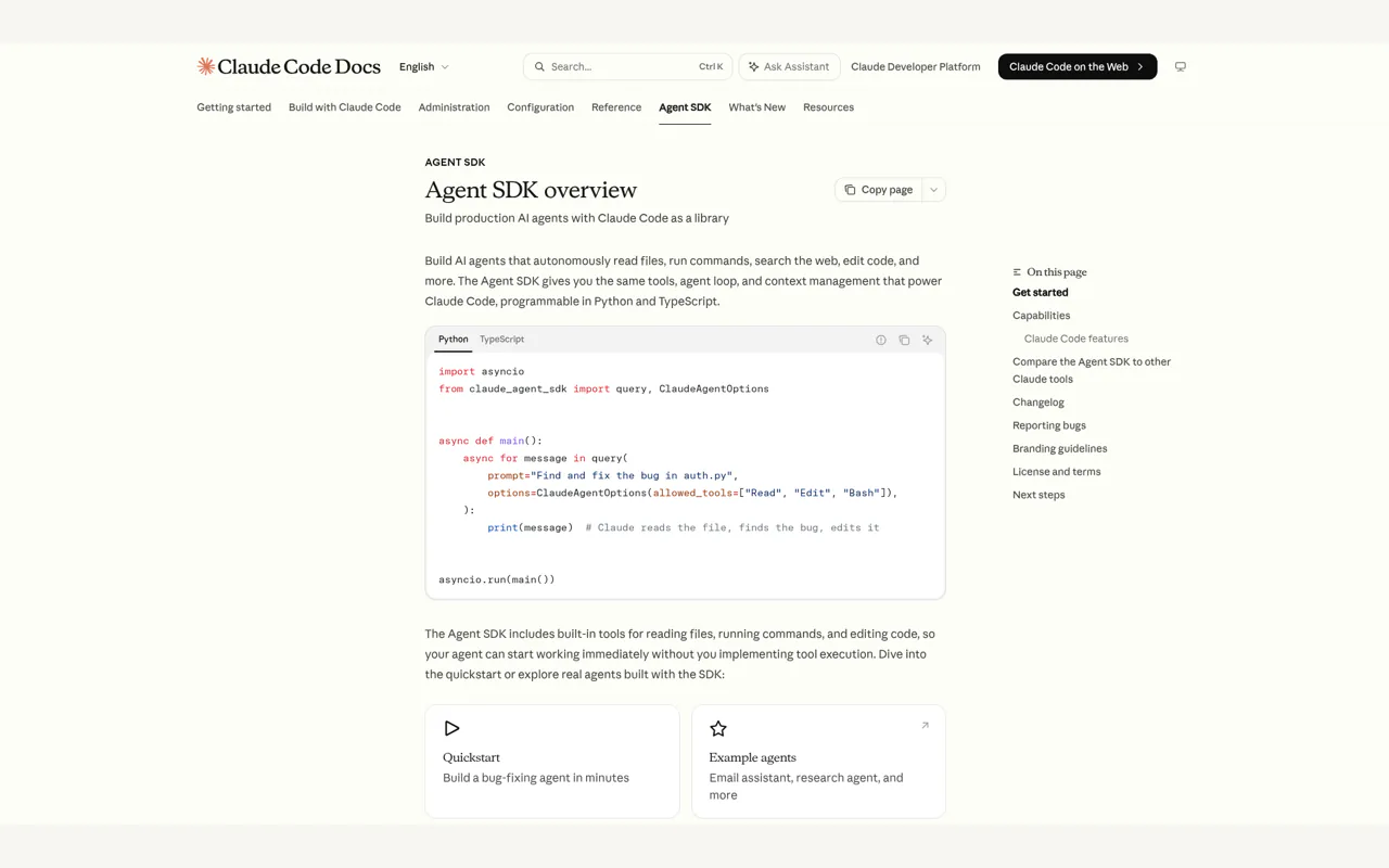 Claude Agent SDK overview with Python query function