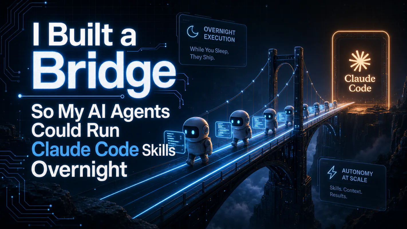 I Built a Bridge So My AI Agents Could Run Claude Code Skills Overnight technical illustration for AI Workflow Pro readers