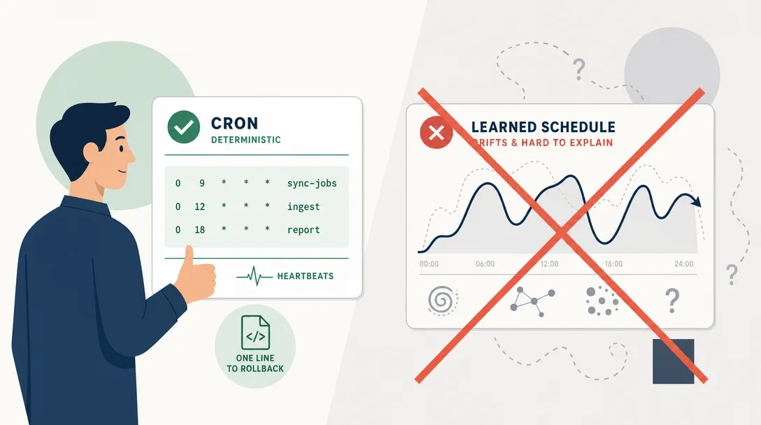Geometric illustration of the temptation of smart scheduling and why deterministic schedules win for one-person operators.