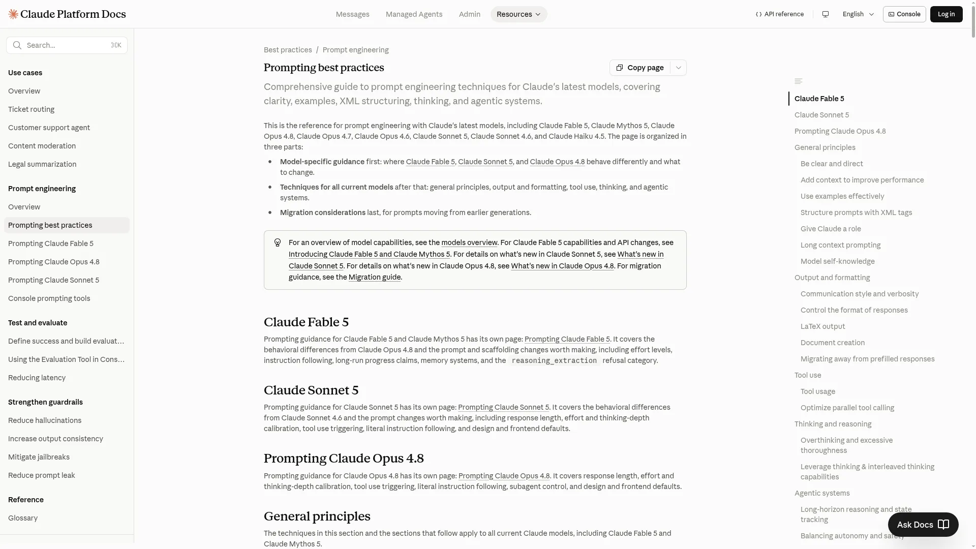 Claude prompting guide with model-specific and general best practices