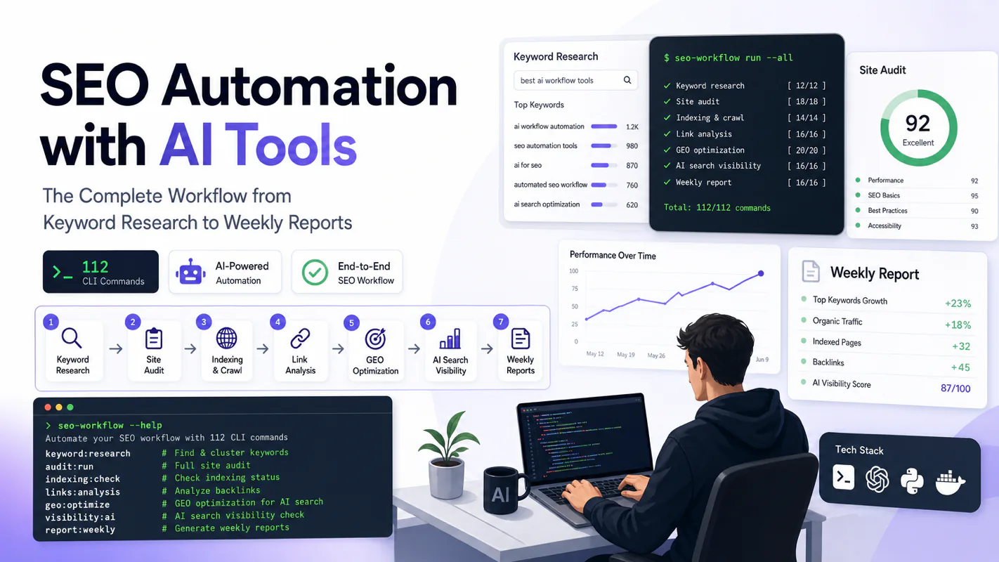 SEO Automation with AI Tools: The Complete Workflow from Keyword Research to Weekly Reports technical illustration for AI Workflow Pro readers