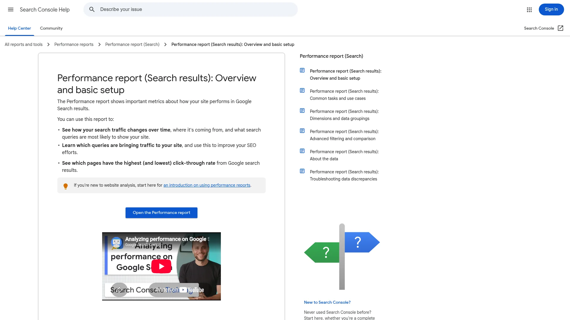 Google Search Console performance report for clicks, CTR, and rankings