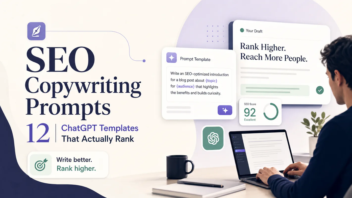 SEO Copywriting Prompts: 12 ChatGPT Templates That Actually Rank technical illustration for AI Workflow Pro readers