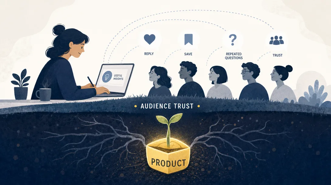 Editorial illustration of audience-first publishing revealing what product to build.