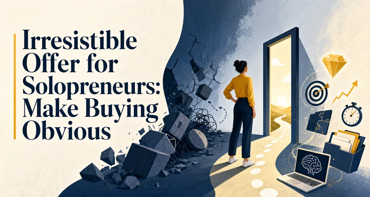 Editorial cover about making a solopreneur offer easier to understand and buy.